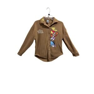 Disney Winnie the Pooh Brown Button Down Fleece Shirt Women’s XXS